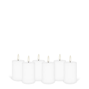 Set of 6 Nordic White Flameless Votives, 5cm x 7.6cm
