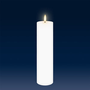 Tall Narrow Pillar, Nordic White, Smooth Wax Flameless Candle, 5.8cm x 22.2cm