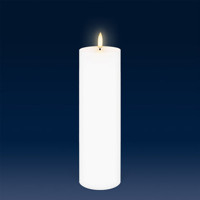 UYUNI Lighting Tall Slim Pillar, Nordic White, Smooth Wax Flameless Candle, 6.8cm x 22.2cm (2.7