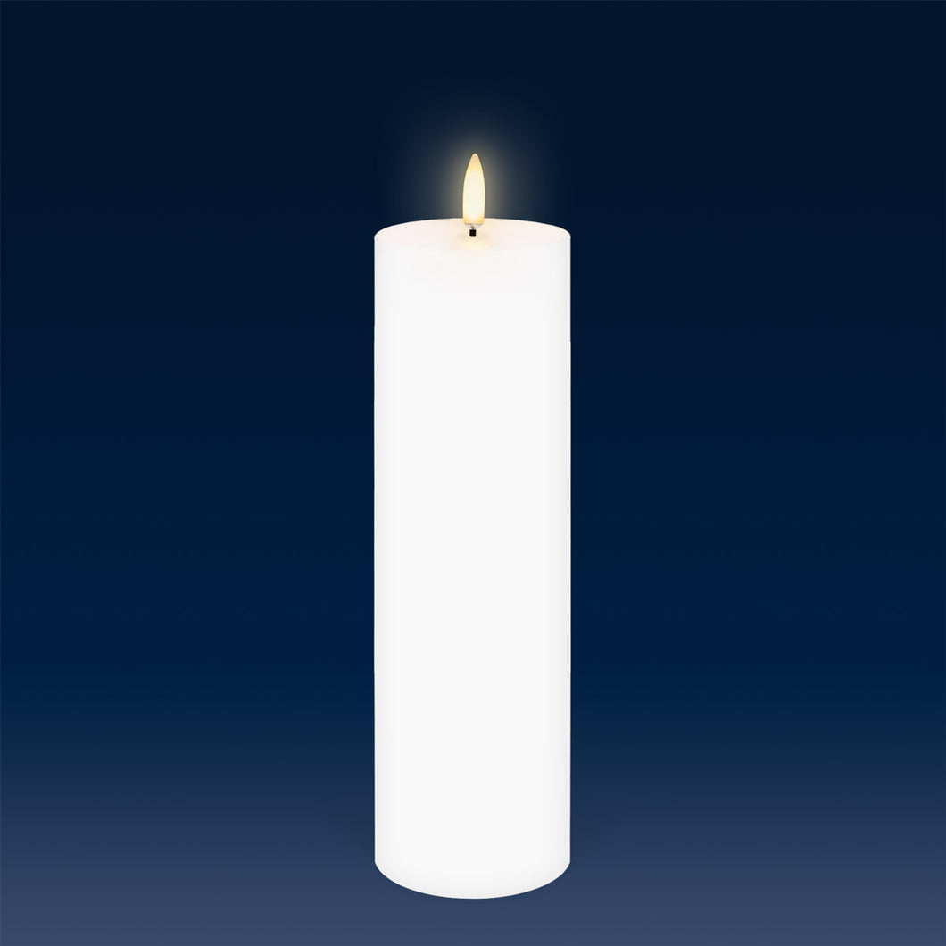 Tall Slim Pillar, Nordic White, Smooth Wax Flameless Candle, 6.8cm x 22.2cm