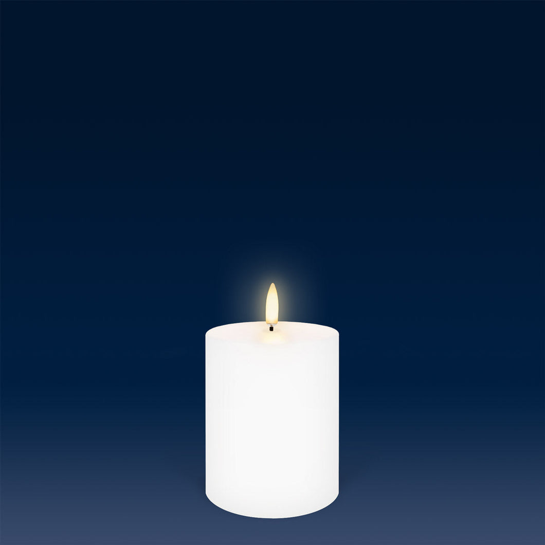 Small Pillar, Nordic White, Smooth Wax Flameless Candle, 7.8cm x 10.1cm