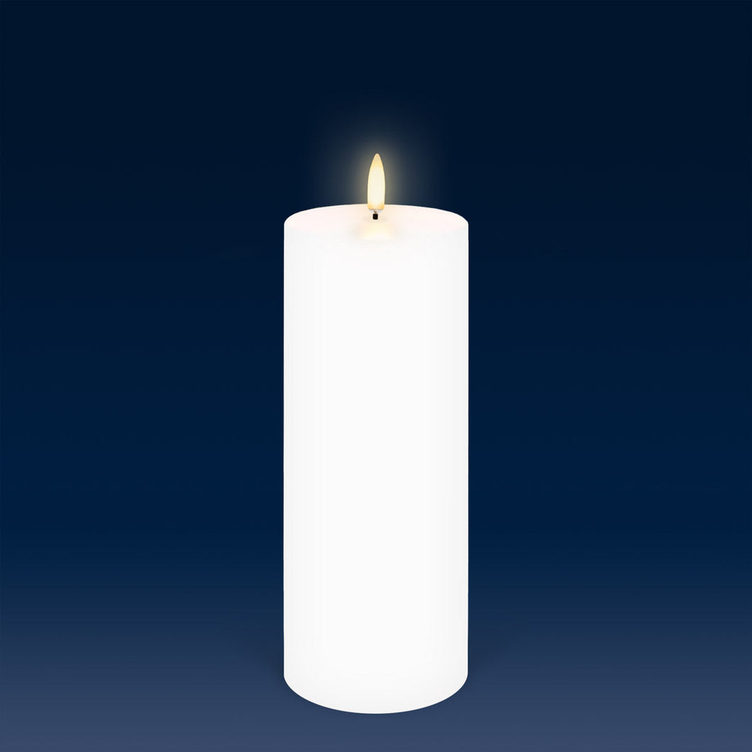 Tall Pillar, Nordic White, Smooth Wax Flameless Candle, 7.8cm x 20.3cm