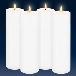 UYUNI Lighting Extra Tall Pillar, Nordic White, Smooth Wax Flameless Candle, 7.8cm x 25.4cm (3.1" x 10")