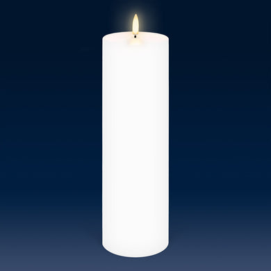 Extra Tall Pillar, Nordic White, Smooth Wax Flameless Candle, 7.8cm x 25.4cm