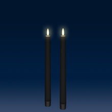 Load image into Gallery viewer, Tall Taper, 2 Pack, Black, Smooth Wax Flameless Candle, 1.9cm x 25cm
