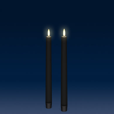 Tall Taper, 2 Pack, Black, Smooth Wax Flameless Candle, 1.9cm x 25cm