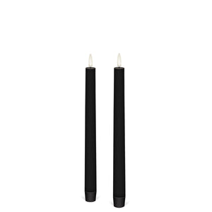 Tall Taper, 2 Pack, Black, Smooth Wax Flameless Candle, 1.9cm x 25cm