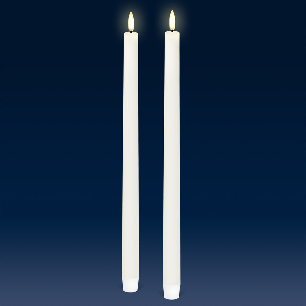 UYUNI Lighting Extra Tall Taper, 2 Pack, Classic Ivory, Smooth Wax Flameless Candle, 1.9cm x 35cm (0.90